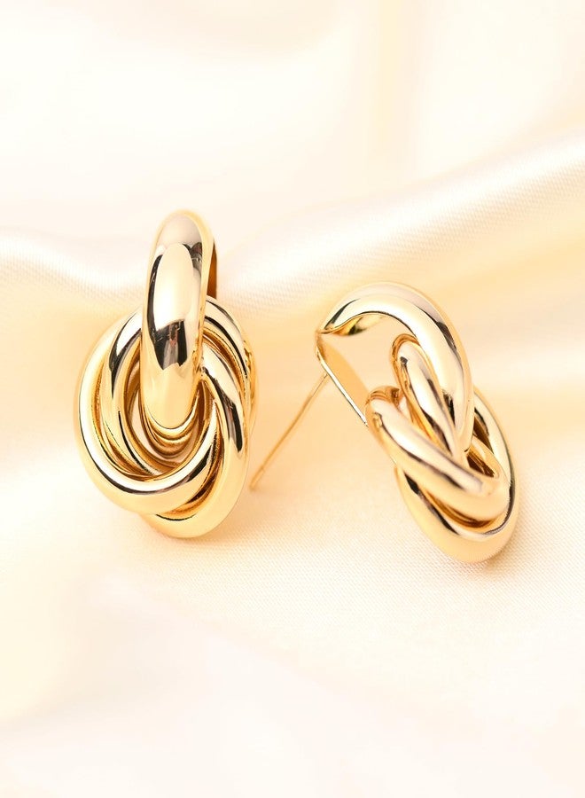 FamillCase Gold Geometric Drop Dangle Earrings for Women 18K Chunky Gold Knot Stud Plated Earrings Trendy Twisted Link Earring Jewelry Gift - Image 2